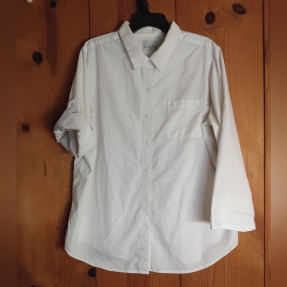 Basic Editions Plus Rolltab Sleeve Button Down Sh… - image 1